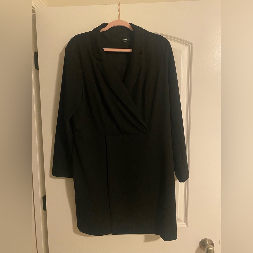 Express Black Long-Sleeve Wrap-Front Dress